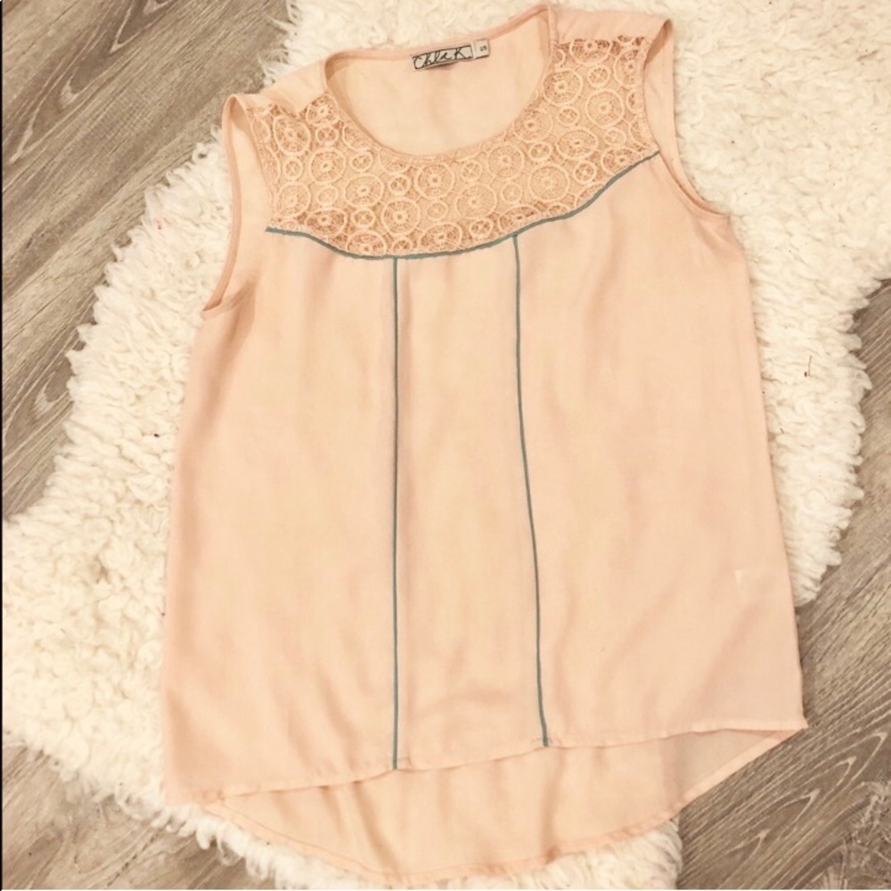 CHLOE K Sheer Pink Sleeveless Top